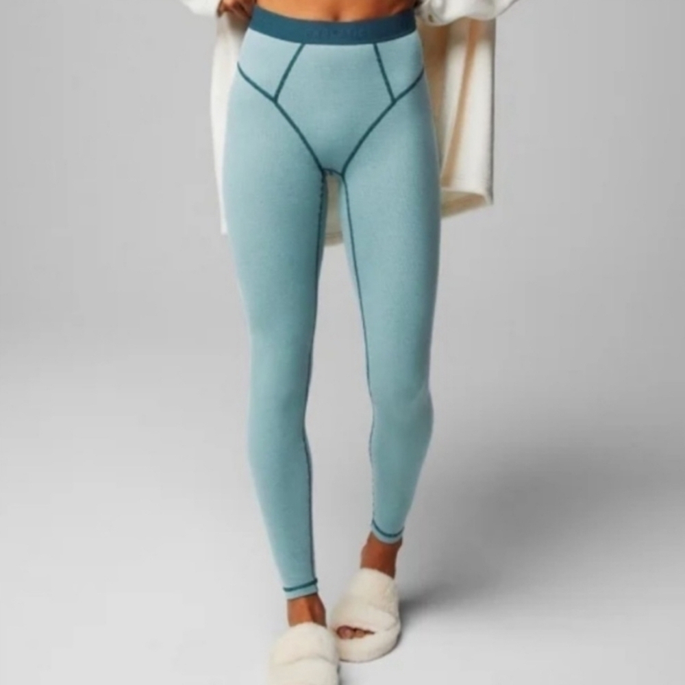 Fabletics Waffle Legging in Artic Wave Midnight Womens NEW